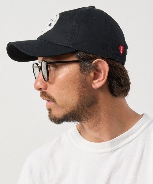 STUD MUFFIN(スタッドマフィン)の「mko12029-コットンツイル カギ編み スマイル&ワッペン コットン ローキャップ(キャップ・メンズ・ホワイト/ブラック・FREE)」の9枚目の写真