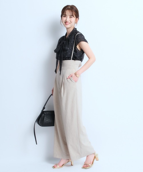 JUSGLITTY（ジャスグリッティー）の「プチラメドット半袖ブラウス（シャツ/ブラウス・レディース・ブラック/ライトブルー・1/2）」の6枚目の写真