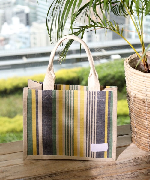 BAYFLOW（ベイフロー）の「[A4サイズ収納可能]BF JUICY COLORSストライプバッグ（トートバッグ・レディース・ブラック/ネイビー/ピンク・0）」の3枚目の写真