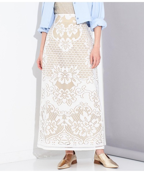 Settimissimo（セッティミッシモ）の「パネル柄レース マキシ丈 スカート（スカート・レディース・レッド/オフホワイト・38）」の3枚目の写真