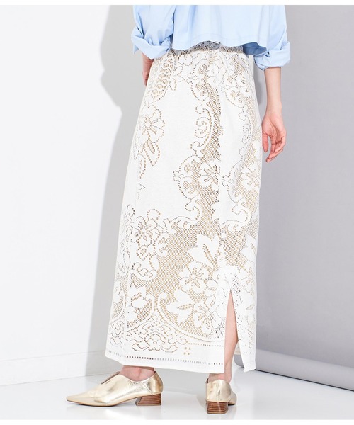 Settimissimo（セッティミッシモ）の「パネル柄レース マキシ丈 スカート（スカート・レディース・レッド/オフホワイト・38）」の5枚目の写真