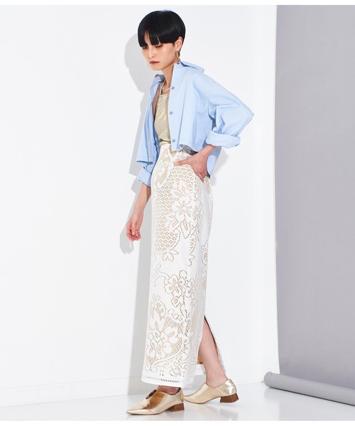 Settimissimo（セッティミッシモ）の「パネル柄レース マキシ丈 スカート（スカート・レディース・レッド/オフホワイト・38）」の9枚目の写真