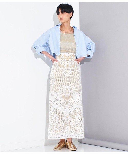 Settimissimo（セッティミッシモ）の「パネル柄レース マキシ丈 スカート（スカート・レディース・レッド/オフホワイト・38）」の7枚目の写真