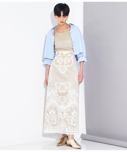 Settimissimo（セッティミッシモ）の「パネル柄レース マキシ丈 スカート（スカート・レディース・レッド/オフホワイト・38）」の8枚目の写真