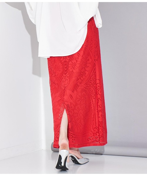 Settimissimo（セッティミッシモ）の「パネル柄レース マキシ丈 スカート（スカート・レディース・レッド/オフホワイト・38）」の13枚目の写真