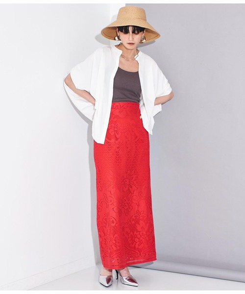 Settimissimo（セッティミッシモ）の「パネル柄レース マキシ丈 スカート（スカート・レディース・レッド/オフホワイト・38）」の14枚目の写真