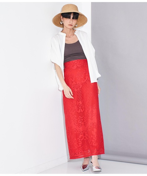 Settimissimo（セッティミッシモ）の「パネル柄レース マキシ丈 スカート（スカート・レディース・レッド/オフホワイト・38）」の16枚目の写真