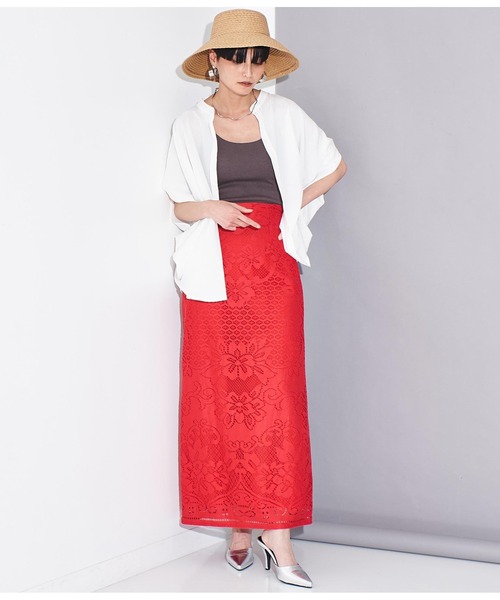 Settimissimo（セッティミッシモ）の「パネル柄レース マキシ丈 スカート（スカート・レディース・レッド/オフホワイト・38）」の15枚目の写真