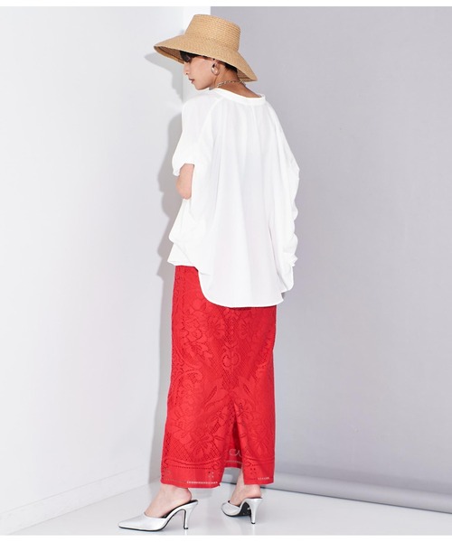 Settimissimo（セッティミッシモ）の「パネル柄レース マキシ丈 スカート（スカート・レディース・レッド/オフホワイト・38）」の18枚目の写真