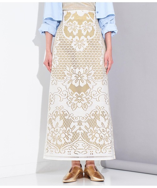 Settimissimo（セッティミッシモ）の「パネル柄レース マキシ丈 スカート（スカート・レディース・レッド/オフホワイト・38）」の19枚目の写真