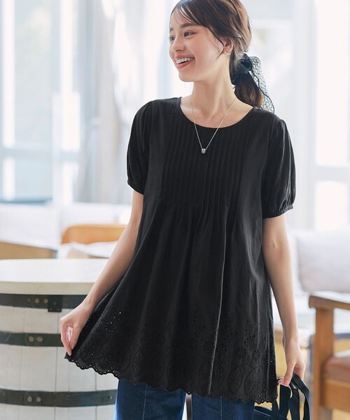 パンチングレースピンタックチュニックブラウス（シャツ/ブラウス）｜Tiaclasse（ティアクラッセ）