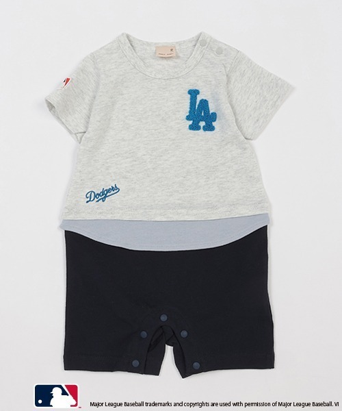 petit main（プティマイン）の「【MLB】切替カバーオール（ロンパース・キッズ・ネイビー/オフホワイト/レッド・70cm/80ｃｍ）」の2枚目の写真