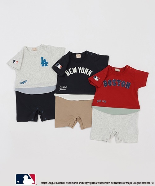 petit main（プティマイン）の「【MLB】切替カバーオール（ロンパース・キッズ・ネイビー/オフホワイト/レッド・70cm/80ｃｍ）」の4枚目の写真