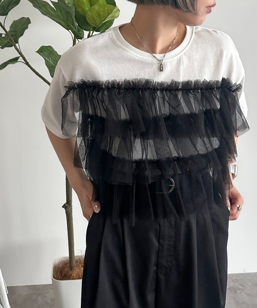 apres jour mignon（アプレジュールミニョン）の「チュールドッキングT【ZOZOTOWN限定アイテム】（Tシャツ/カットソー・レディース・オフホワイト/ホワイト系その他/ブラック・X-LARGE/フリー）」の20枚目の写真