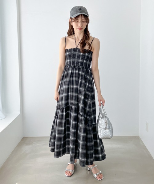 sasami　HYKE オンブレチェック ワンピース HYKE＞オンブレチェック ワンピース