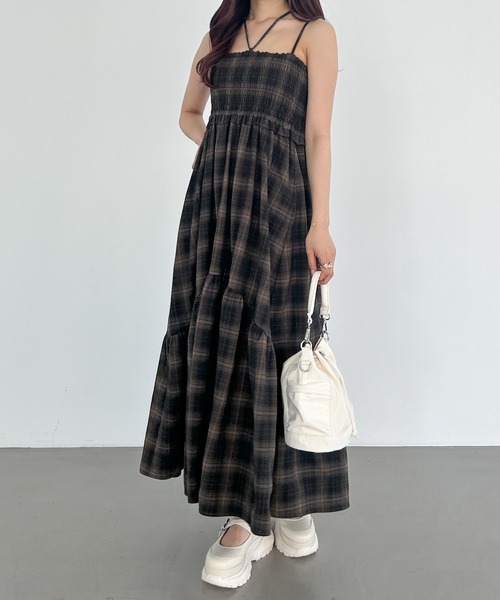 Heather(ヘザー)の「オンブレチェックキャミワンピース 132631(ワンピース・レディース・ブラック系/ブラウン系/ネイビー系・FREE)」の3枚目の写真