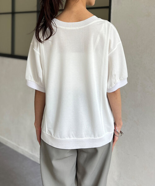 Chez toi（シェトワ）の「UV加工リブ切替Tシャツ（Tシャツ/カットソー・レディース・ブルー/グレイッシュベージュ/ブラック/オフホワイト・FREE）」の17枚目の写真
