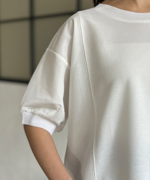 Chez toi（シェトワ）の「UV加工リブ切替Tシャツ（Tシャツ/カットソー・レディース・ブルー/グレイッシュベージュ/ブラック/オフホワイト・FREE）」の19枚目の写真