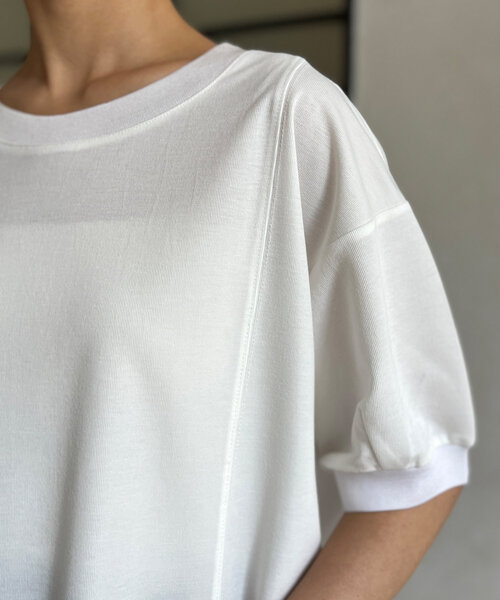 Chez toi（シェトワ）の「UV加工リブ切替Tシャツ（Tシャツ/カットソー・レディース・ブルー/グレイッシュベージュ/ブラック/オフホワイト・FREE）」の20枚目の写真