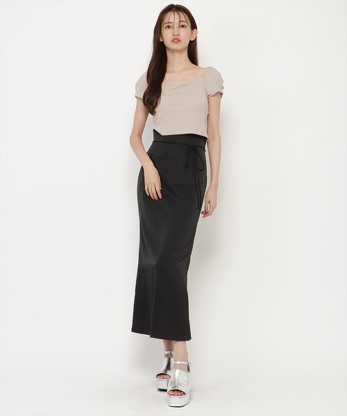 REDYAZEL（レディアゼル）の「ハイウエストサテンナロースカート（スカート・レディース・ブラック/ピンク/イエロー・FREE）」の5枚目の写真