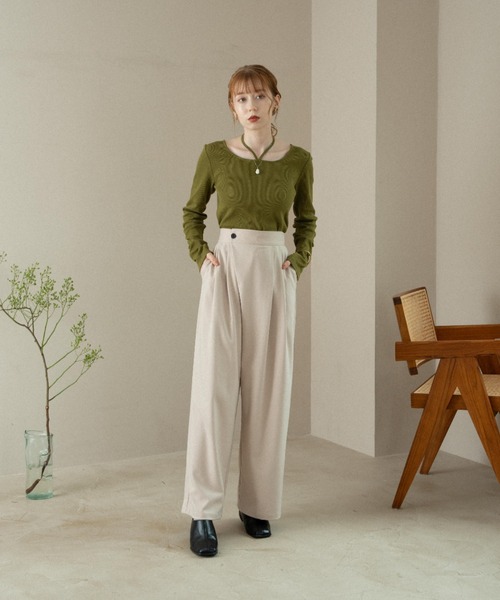 hinari（ヒナリ）の「ラップタックパンツ（その他パンツ・レディース・チャコールグレー/ライトベージュ/ブラック・SMALL/X-SMALL/FREE）」の9枚目の写真