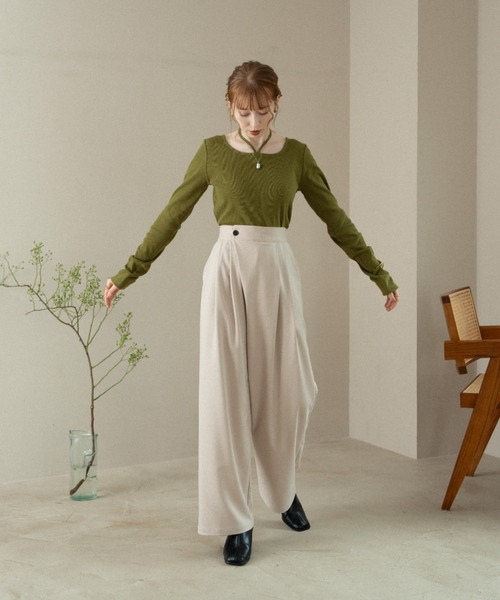 hinari（ヒナリ）の「ラップタックパンツ（その他パンツ・レディース・チャコールグレー/ライトベージュ/ブラック・SMALL/X-SMALL/FREE）」の16枚目の写真