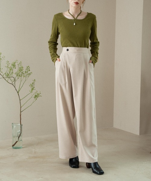 hinari（ヒナリ）の「ラップタックパンツ（その他パンツ・レディース・チャコールグレー/ライトベージュ/ブラック・SMALL/X-SMALL/FREE）」の5枚目の写真