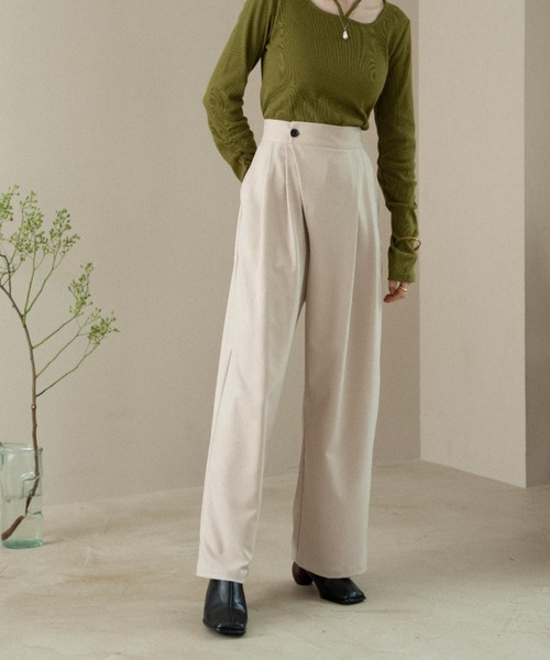 hinari（ヒナリ）の「ラップタックパンツ（その他パンツ・レディース・チャコールグレー/ライトベージュ/ブラック・SMALL/X-SMALL/FREE）」の11枚目の写真