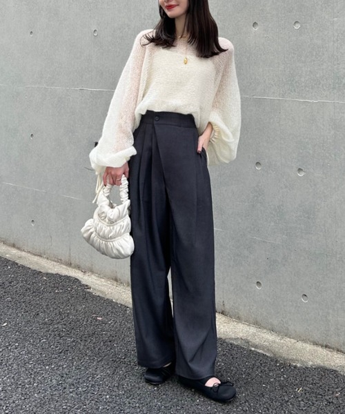 hinari（ヒナリ）の「ラップタックパンツ（その他パンツ・レディース・チャコールグレー/ライトベージュ/ブラック・SMALL/X-SMALL/FREE）」の18枚目の写真