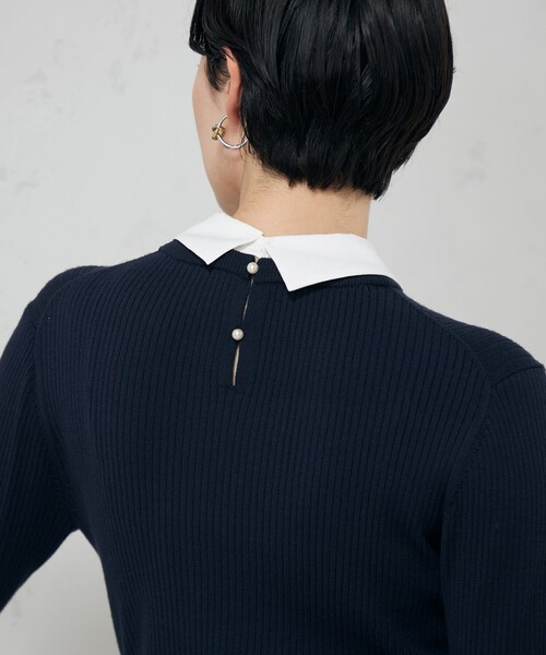 NOLLEY’S（ノーリーズ）の「《手洗い可能》白2枚衿付きプルオーバーニット（ニット/セーター・レディース・ネイビー/ブラック・38）」の18枚目の写真