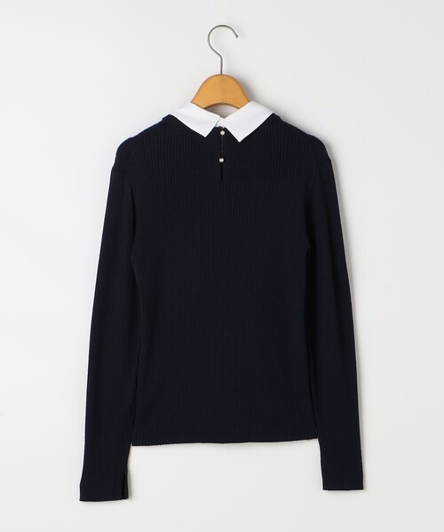 NOLLEY’S（ノーリーズ）の「《手洗い可能》白2枚衿付きプルオーバーニット（ニット/セーター・レディース・ネイビー/ブラック・38）」の13枚目の写真