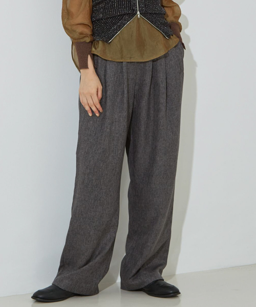 NOMINE（ノミネ）の「【セットアップ着用可】シャーク タックワイドパンツ（スラックス・レディース・オレンジ系その他/グレー・S/M）」の2枚目の写真