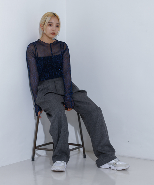 NOMINE（ノミネ）の「【セットアップ着用可】シャーク タックワイドパンツ（スラックス・レディース・オレンジ系その他/グレー・S/M）」の12枚目の写真