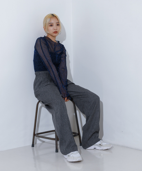 NOMINE（ノミネ）の「【セットアップ着用可】シャーク タックワイドパンツ（スラックス・レディース・オレンジ系その他/グレー・S/M）」の14枚目の写真