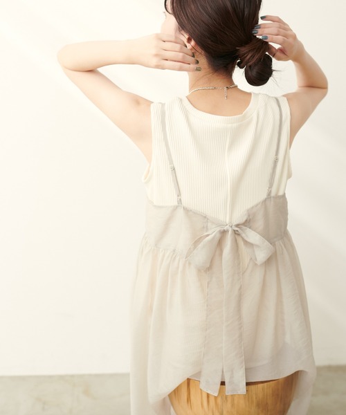 natural couture（ナチュラルクチュール）の「【WEB限定】シアーキャミワンピース&テレコリブワンピースセット（ワンピース・レディース・ブラウン/スミクロ/アイボリー/グレー・FREE）」の2枚目の写真