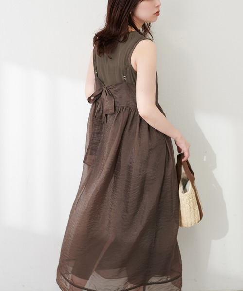 natural couture（ナチュラルクチュール）の「【WEB限定】シアーキャミワンピース&テレコリブワンピースセット（ワンピース・レディース・ブラウン/スミクロ/アイボリー/グレー・FREE）」の9枚目の写真