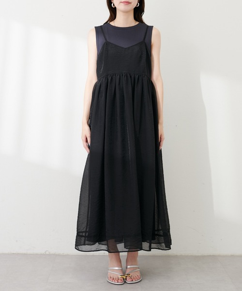 natural couture（ナチュラルクチュール）の「【WEB限定】シアーキャミワンピース&テレコリブワンピースセット（ワンピース・レディース・ブラウン/スミクロ/アイボリー/グレー・FREE）」の7枚目の写真