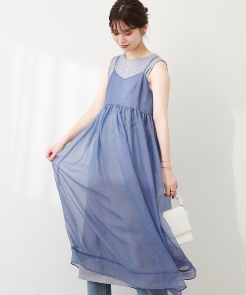 natural couture（ナチュラルクチュール）の「【WEB限定】シアーキャミワンピース&テレコリブワンピースセット（ワンピース・レディース・ブラウン/スミクロ/アイボリー/グレー・FREE）」の20枚目の写真