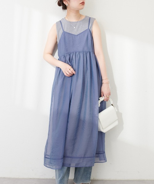 natural couture（ナチュラルクチュール）の「【WEB限定】シアーキャミワンピース&テレコリブワンピースセット（ワンピース・レディース・ブラウン/スミクロ/アイボリー/グレー・FREE）」の19枚目の写真