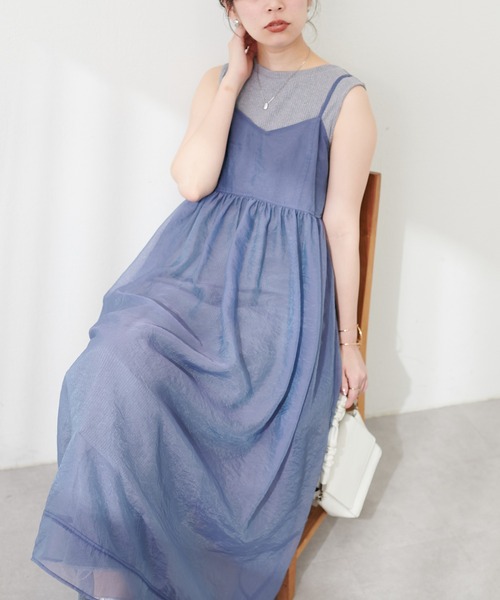 natural couture（ナチュラルクチュール）の「【WEB限定】シアーキャミワンピース&テレコリブワンピースセット（ワンピース・レディース・ブラウン/スミクロ/アイボリー/グレー・FREE）」の18枚目の写真