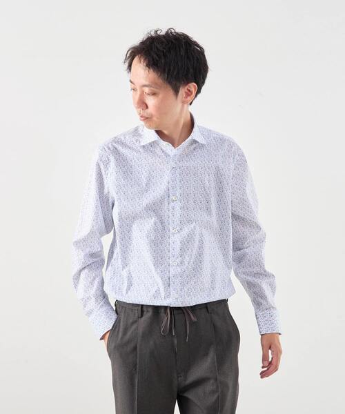 【セール】HITOYOSHI Wネーム ジオメトリックパターンワイドカラーシャツ（シャツ/ブラウス）｜MEN'S MELROSE（メンズメルローズ）