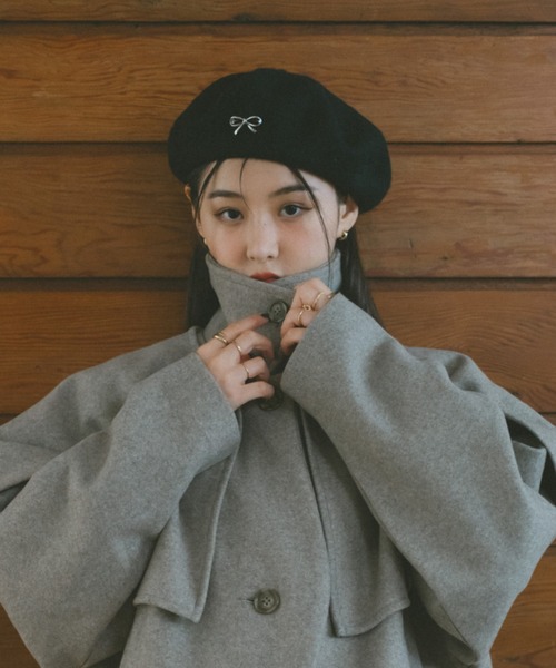 VANNIE U(ヴァニーユー)の「リボンピンベレー帽/取り外し可能(ハンチング/ベレー帽・レディース・グレー/アイボリー/ブラック・FREE)」の14枚目の写真