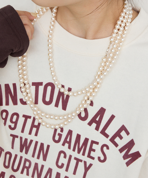 SLOBE IENA（スローブイエナ）の「SLOBE ロングパールネックレス（ネックレス・レディース・ホワイト・FREE）」の4枚目の写真