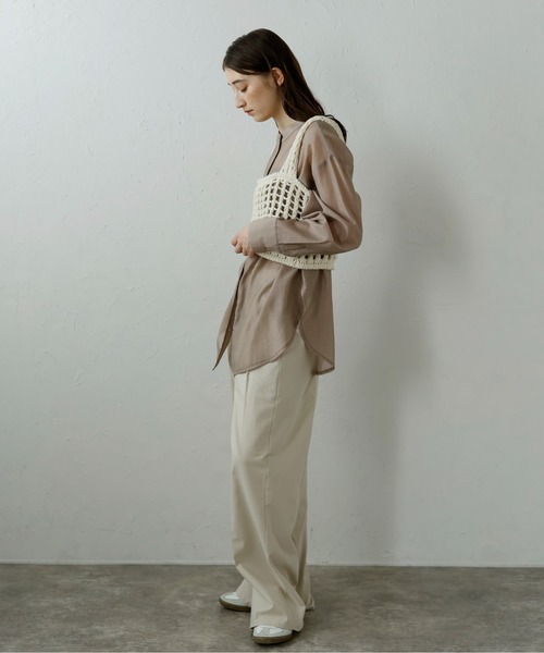 MINERTE（ミネルテ）の「【MINERTE】flip-sequin knit bustier / 格子編みスパンコール付きニットビスチェ（キャミソール・レディース・アイボリー/ブラック・FREE）」の15枚目の写真