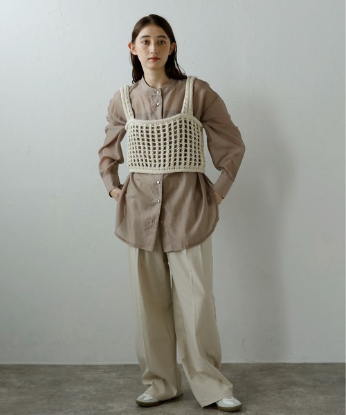 MINERTE（ミネルテ）の「【MINERTE】flip-sequin knit bustier / 格子編みスパンコール付きニットビスチェ（キャミソール・レディース・アイボリー/ブラック・FREE）」の14枚目の写真