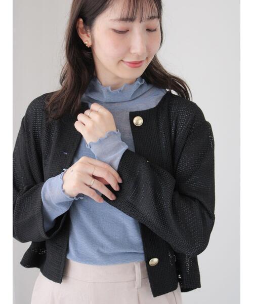 Te chichi TERRASSE（テチチテラス）の「シアータートルトップス（Tシャツ/カットソー・レディース・ブラック/オフホワイト/ブルー・F）」の3枚目の写真