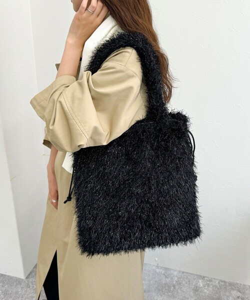 fredy emue（フレディエミュ）の「ラメモコモールドロスト トートバック（トートバッグ・レディース・ライトグレー/ブラック・FREE）」の3枚目の写真