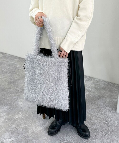 fredy emue（フレディエミュ）の「ラメモコモールドロスト トートバック（トートバッグ・レディース・ライトグレー/ブラック・FREE）」の14枚目の写真