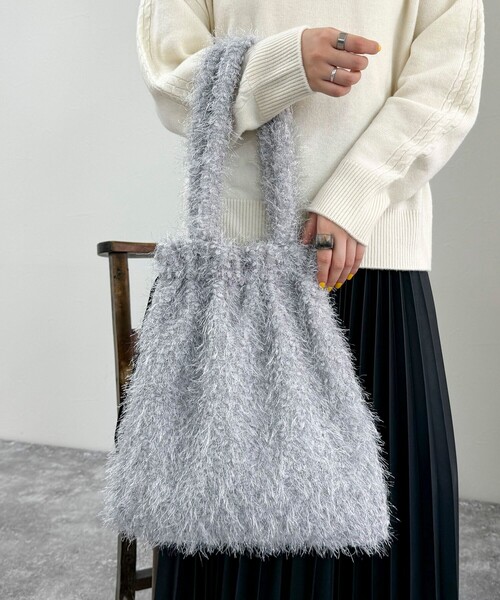 fredy emue（フレディエミュ）の「ラメモコモールドロスト トートバック（トートバッグ・レディース・ライトグレー/ブラック・FREE）」の16枚目の写真