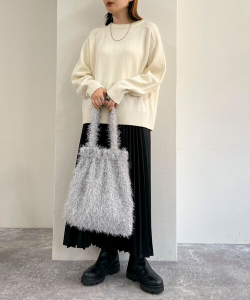 fredy emue（フレディエミュ）の「ラメモコモールドロスト トートバック（トートバッグ・レディース・ライトグレー/ブラック・FREE）」の18枚目の写真